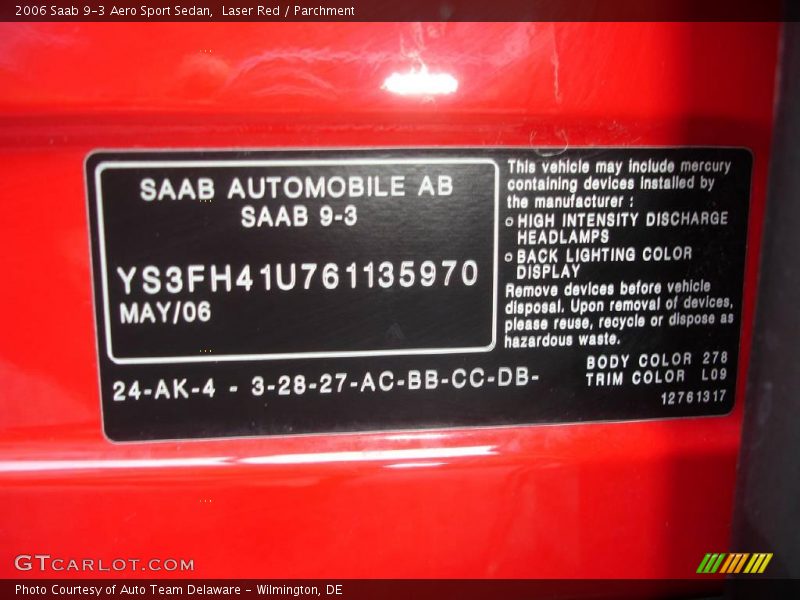 Laser Red / Parchment 2006 Saab 9-3 Aero Sport Sedan