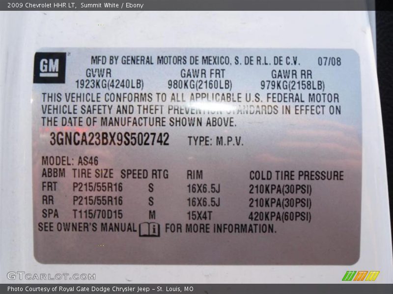 Summit White / Ebony 2009 Chevrolet HHR LT