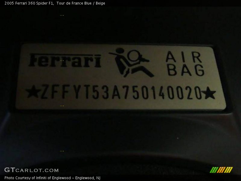 Tour de France Blue / Beige 2005 Ferrari 360 Spider F1