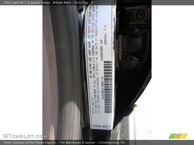 Brilliant Black / Ecru/Clay 2001 Audi A4 2.8 quattro Sedan
