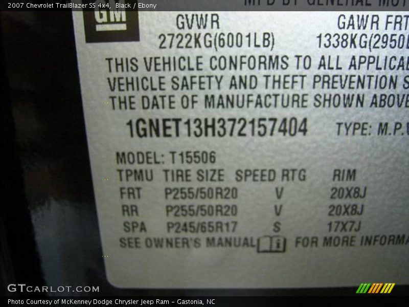 Black / Ebony 2007 Chevrolet TrailBlazer SS 4x4