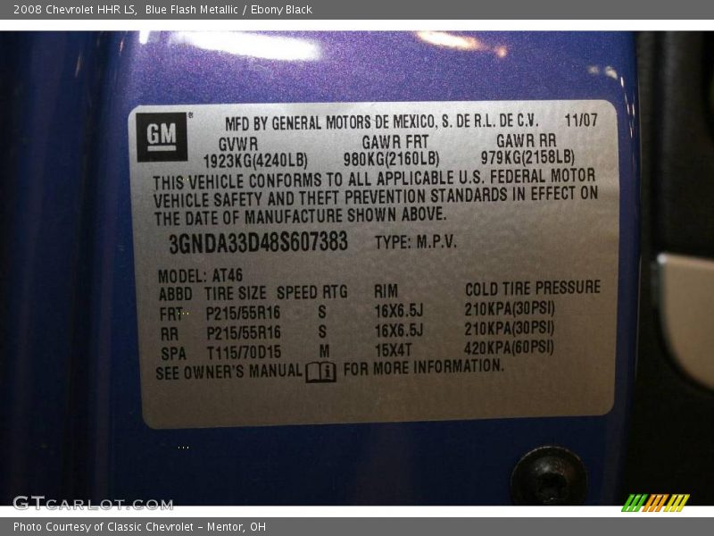 Blue Flash Metallic / Ebony Black 2008 Chevrolet HHR LS