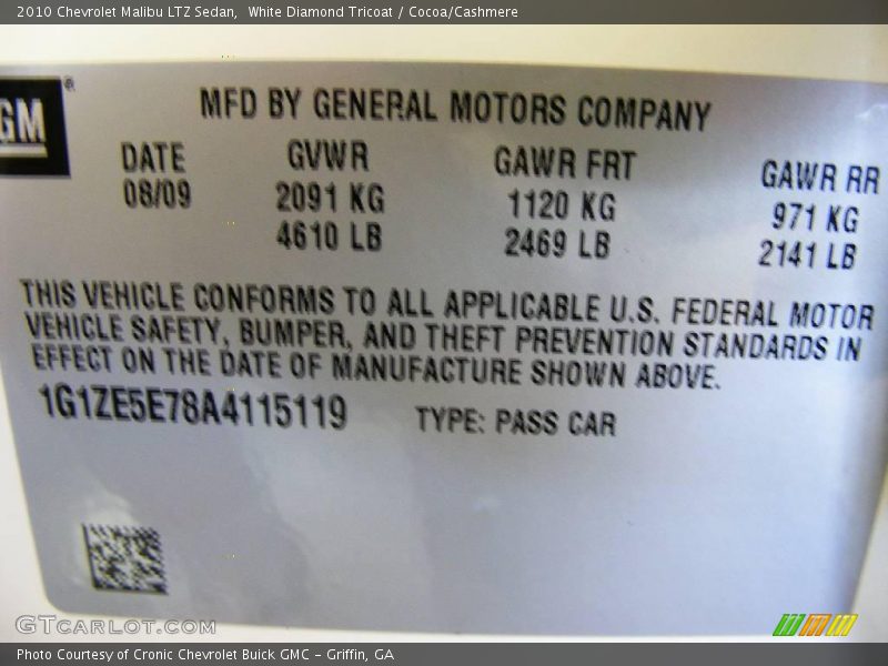 White Diamond Tricoat / Cocoa/Cashmere 2010 Chevrolet Malibu LTZ Sedan