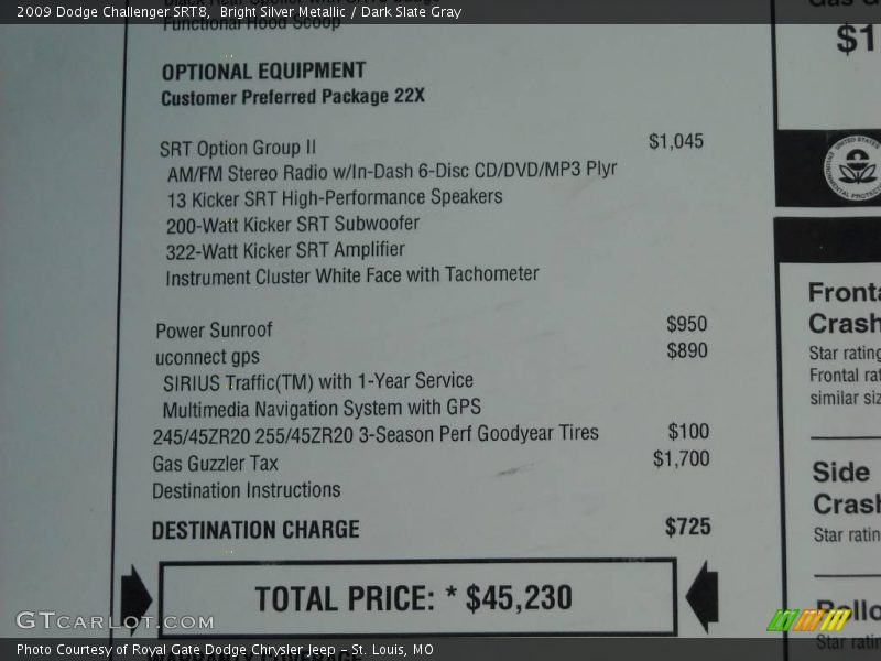 Bright Silver Metallic / Dark Slate Gray 2009 Dodge Challenger SRT8