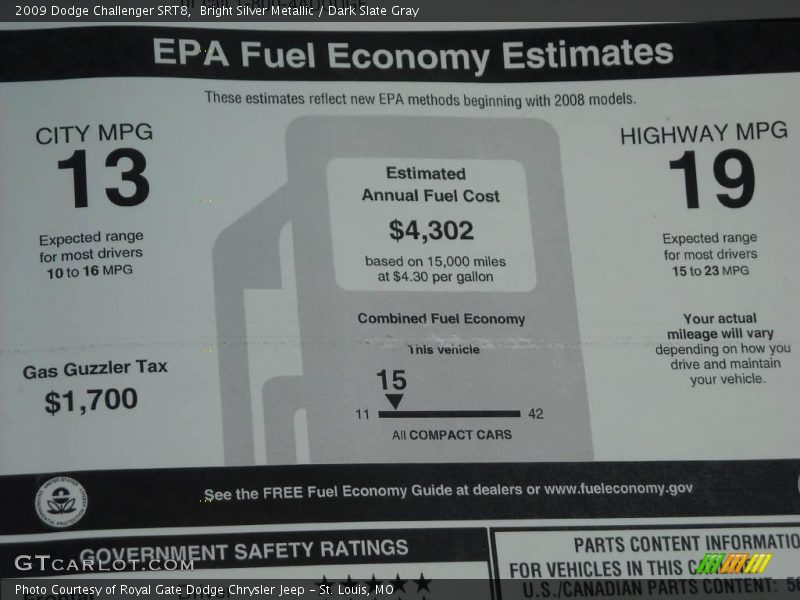 Bright Silver Metallic / Dark Slate Gray 2009 Dodge Challenger SRT8
