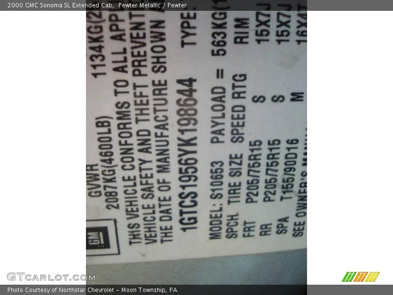 Pewter Metallic / Pewter 2000 GMC Sonoma SL Extended Cab