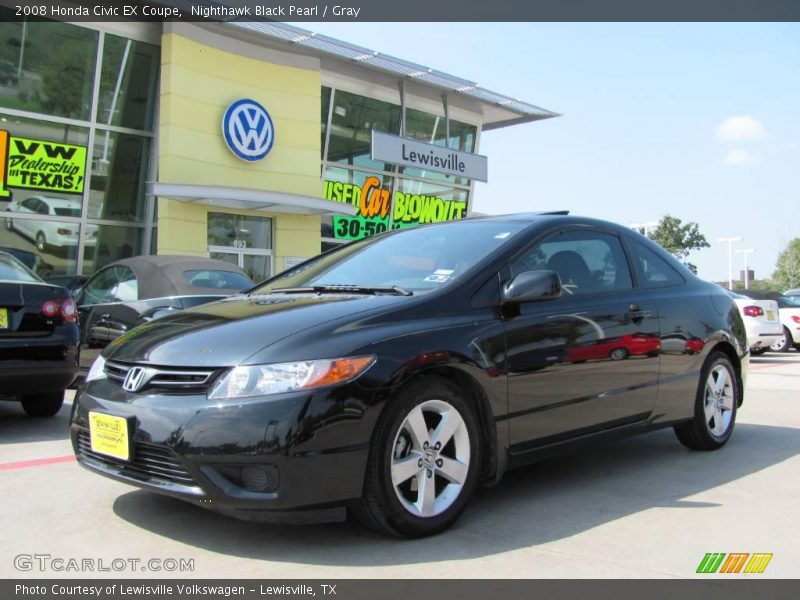 Nighthawk Black Pearl / Gray 2008 Honda Civic EX Coupe