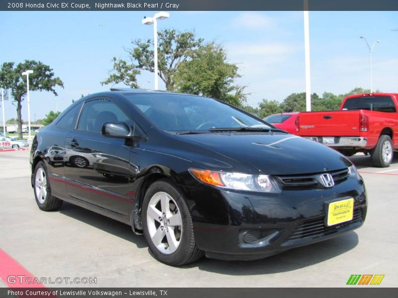 Nighthawk Black Pearl / Gray 2008 Honda Civic EX Coupe
