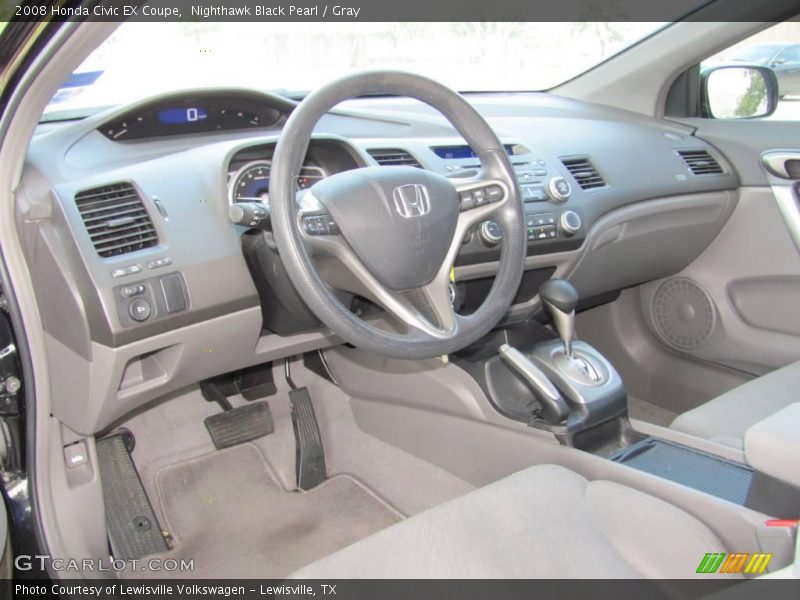 Nighthawk Black Pearl / Gray 2008 Honda Civic EX Coupe
