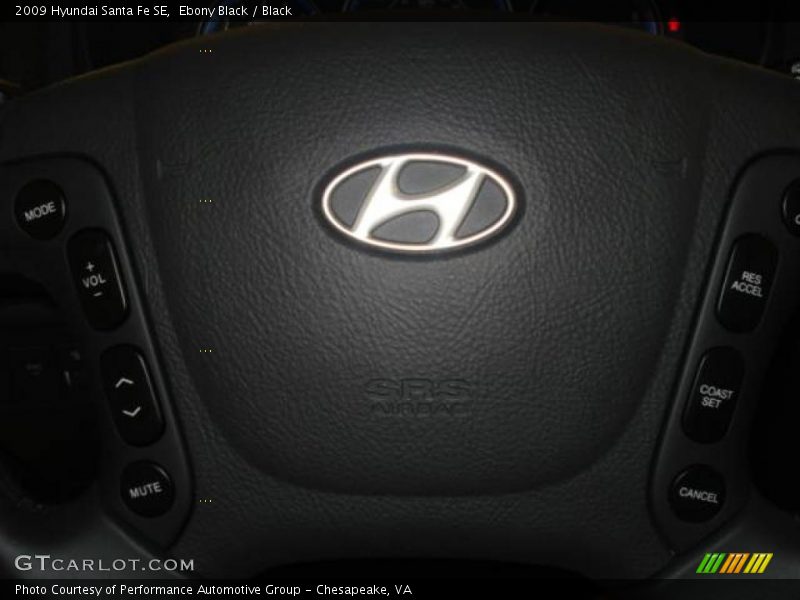 Ebony Black / Black 2009 Hyundai Santa Fe SE