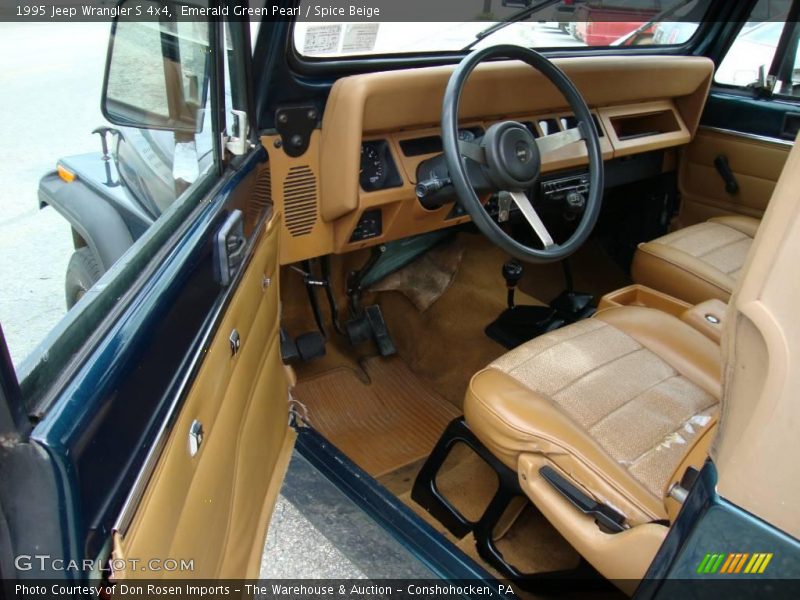 Emerald Green Pearl / Spice Beige 1995 Jeep Wrangler S 4x4