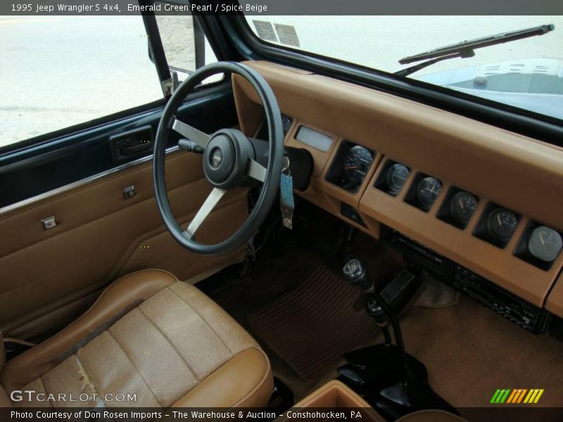 Emerald Green Pearl / Spice Beige 1995 Jeep Wrangler S 4x4