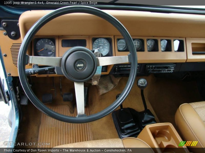 Emerald Green Pearl / Spice Beige 1995 Jeep Wrangler S 4x4