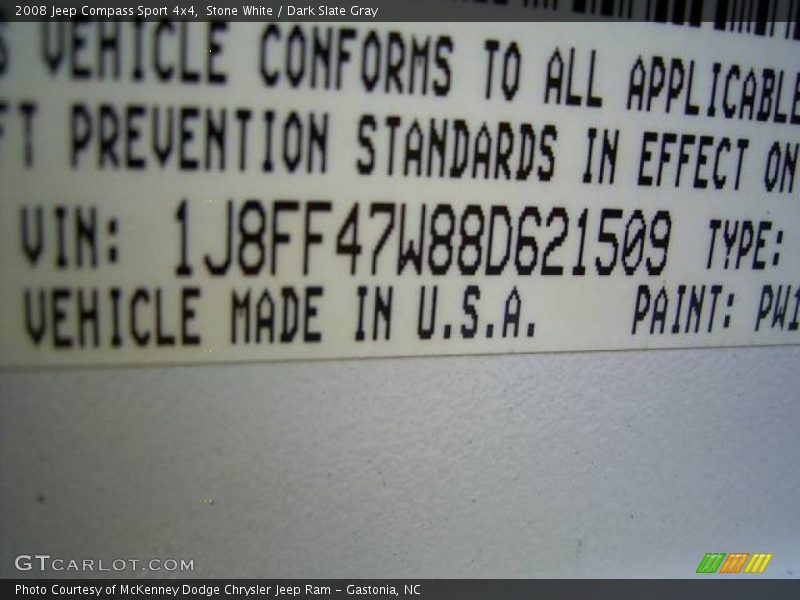 Stone White / Dark Slate Gray 2008 Jeep Compass Sport 4x4