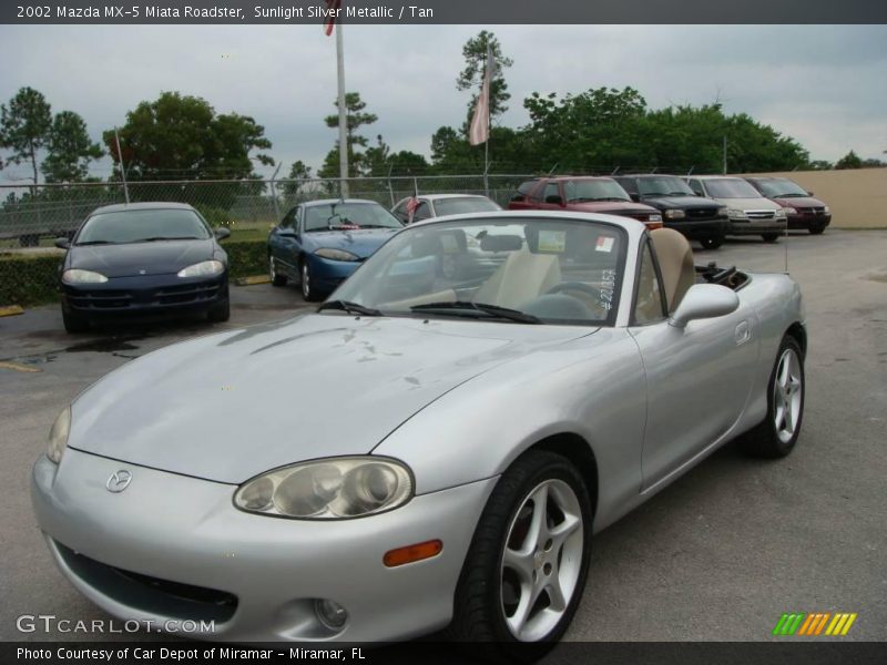 Sunlight Silver Metallic / Tan 2002 Mazda MX-5 Miata Roadster