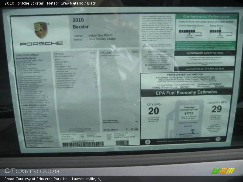 Meteor Grey Metallic / Black 2010 Porsche Boxster