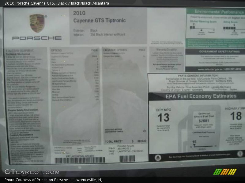 Black / Black/Black Alcantara 2010 Porsche Cayenne GTS