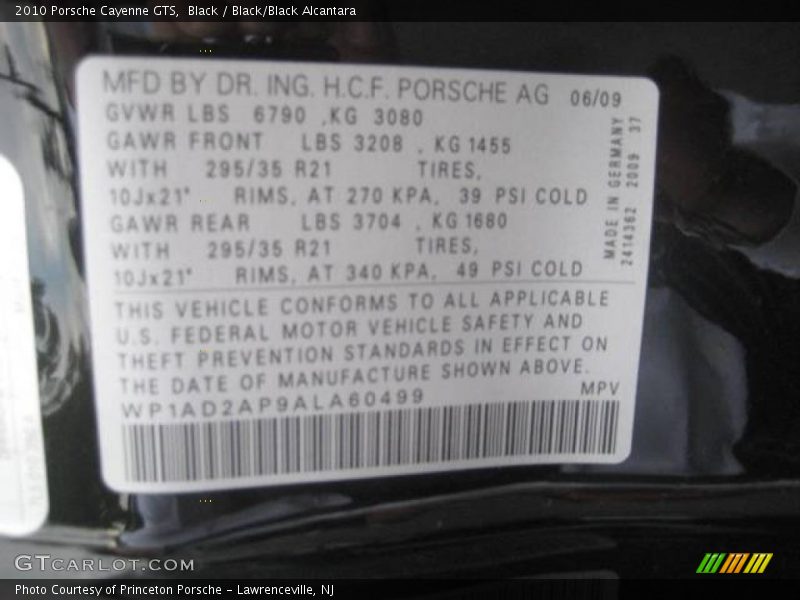 Black / Black/Black Alcantara 2010 Porsche Cayenne GTS