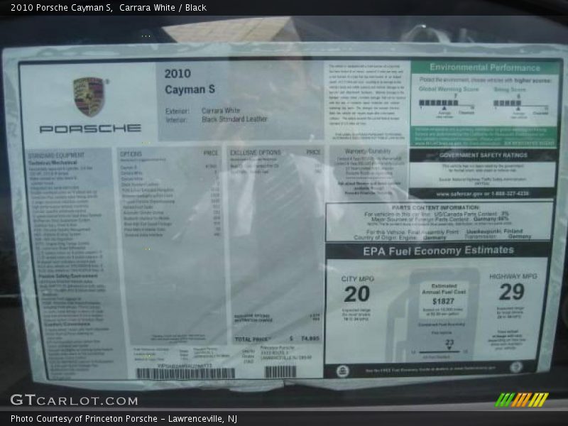 Carrara White / Black 2010 Porsche Cayman S