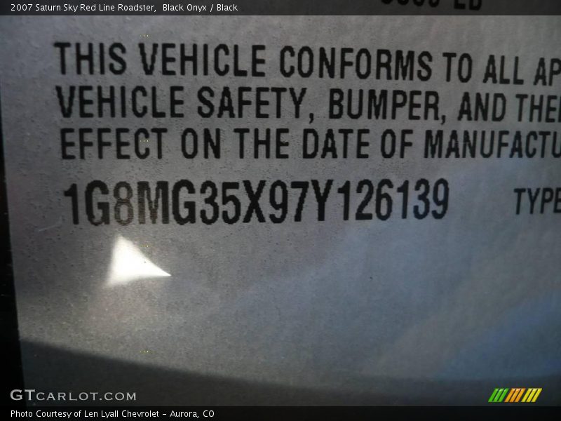 Black Onyx / Black 2007 Saturn Sky Red Line Roadster
