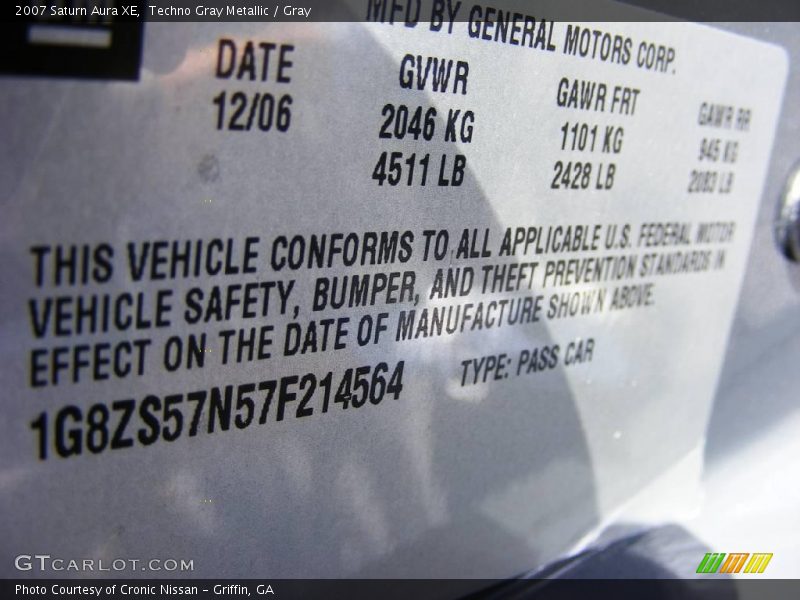 Techno Gray Metallic / Gray 2007 Saturn Aura XE