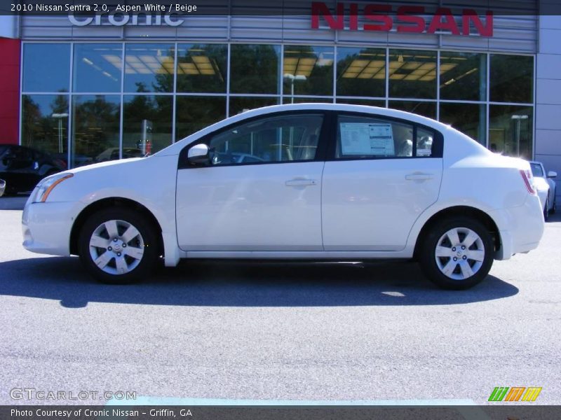 Aspen White / Beige 2010 Nissan Sentra 2.0