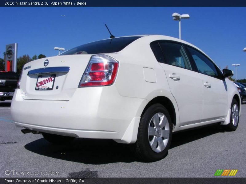 Aspen White / Beige 2010 Nissan Sentra 2.0