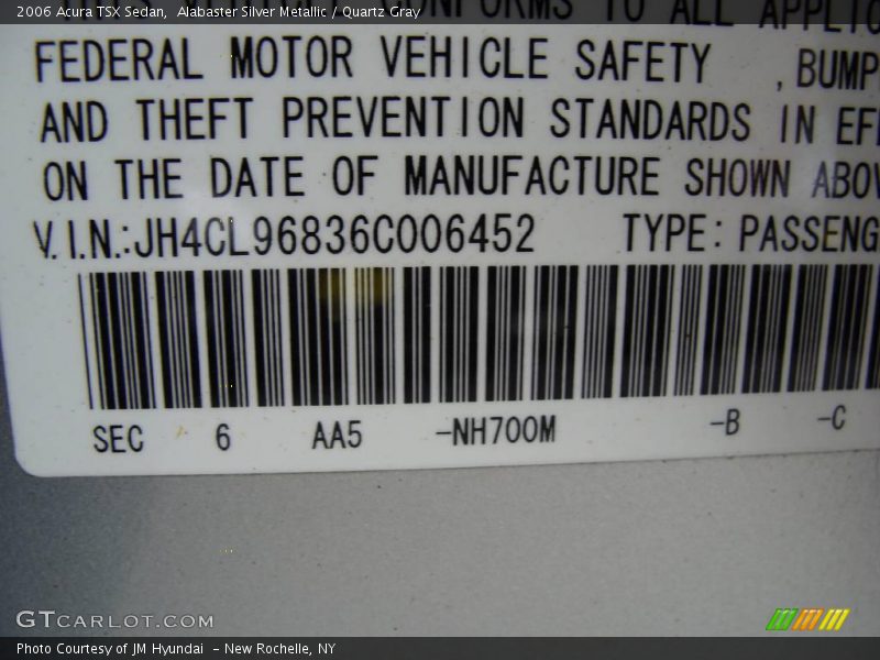 Alabaster Silver Metallic / Quartz Gray 2006 Acura TSX Sedan