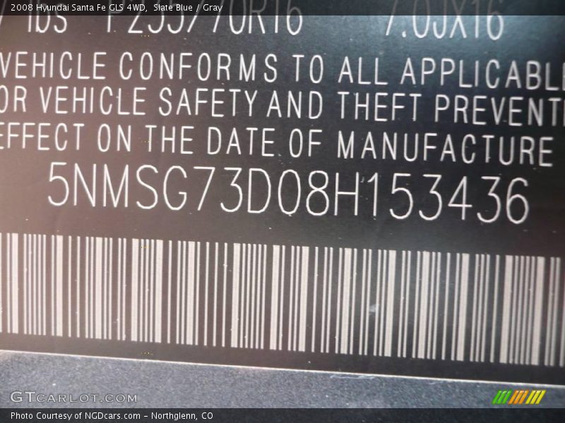 Slate Blue / Gray 2008 Hyundai Santa Fe GLS 4WD