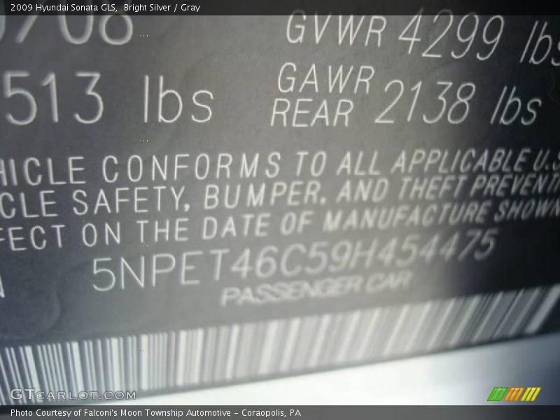 Bright Silver / Gray 2009 Hyundai Sonata GLS