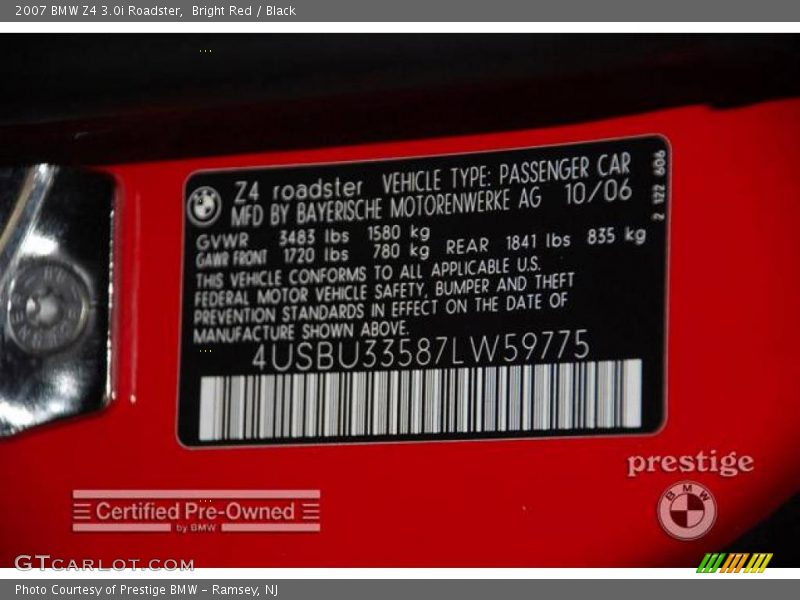 Bright Red / Black 2007 BMW Z4 3.0i Roadster