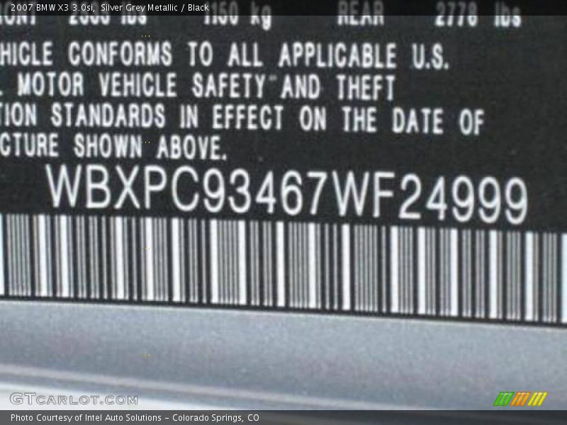 Silver Grey Metallic / Black 2007 BMW X3 3.0si