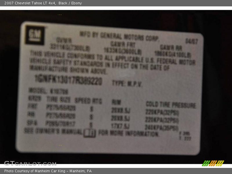 Black / Ebony 2007 Chevrolet Tahoe LT 4x4