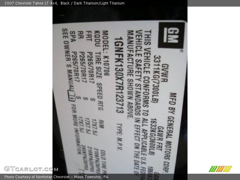 Black / Dark Titanium/Light Titanium 2007 Chevrolet Tahoe LT 4x4