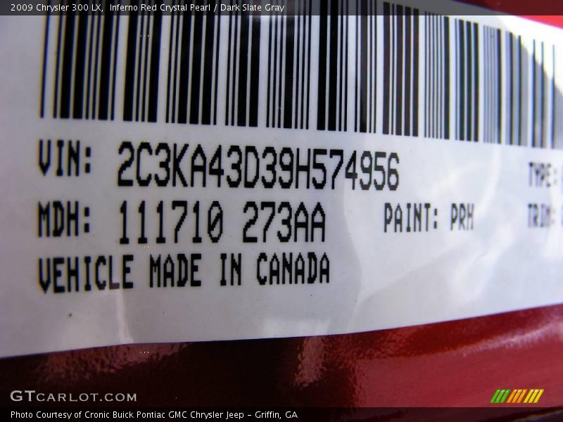 Inferno Red Crystal Pearl / Dark Slate Gray 2009 Chrysler 300 LX