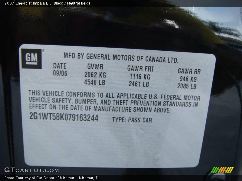 Black / Neutral Beige 2007 Chevrolet Impala LT