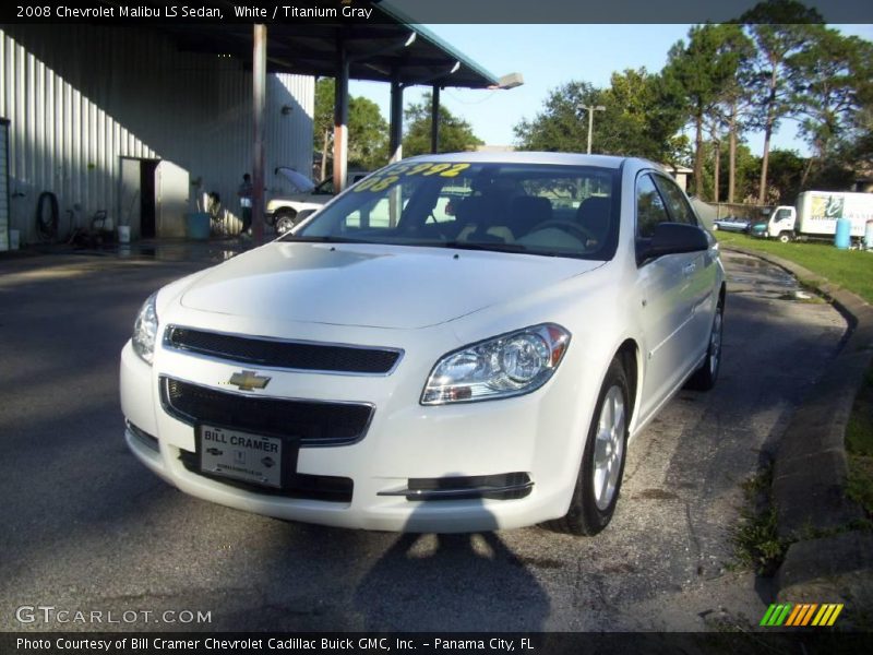 White / Titanium Gray 2008 Chevrolet Malibu LS Sedan