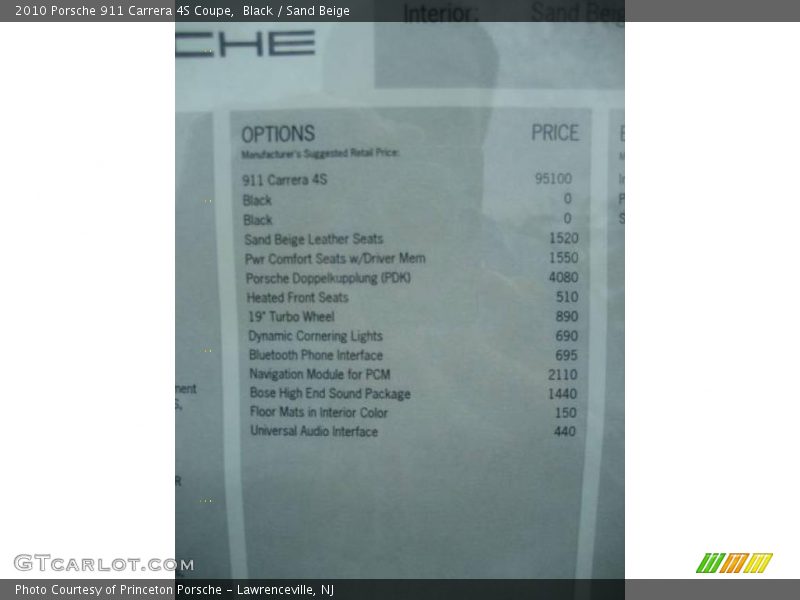 Black / Sand Beige 2010 Porsche 911 Carrera 4S Coupe