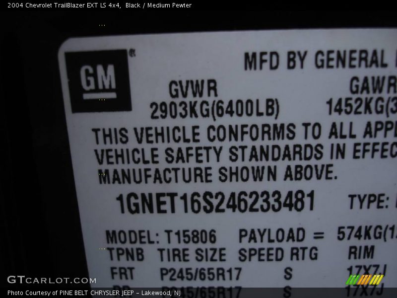 Black / Medium Pewter 2004 Chevrolet TrailBlazer EXT LS 4x4