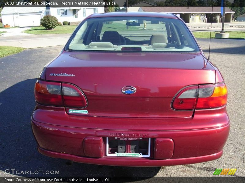 Redfire Metallic / Neutral Beige 2003 Chevrolet Malibu Sedan