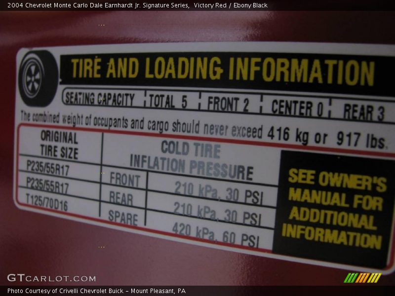 Victory Red / Ebony Black 2004 Chevrolet Monte Carlo Dale Earnhardt Jr. Signature Series