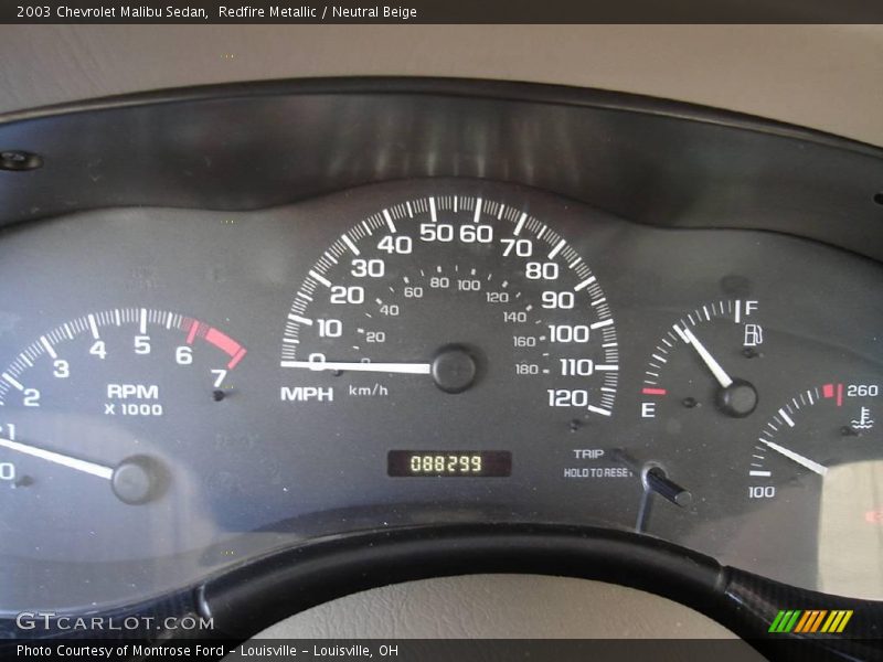 Redfire Metallic / Neutral Beige 2003 Chevrolet Malibu Sedan