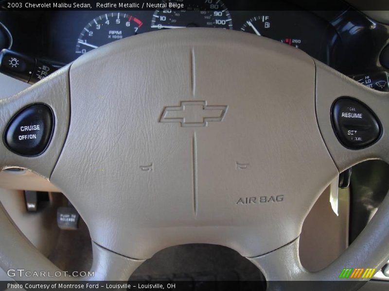 Redfire Metallic / Neutral Beige 2003 Chevrolet Malibu Sedan