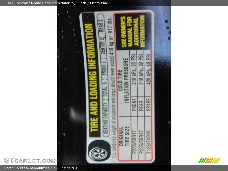 Black / Ebony Black 2004 Chevrolet Monte Carlo Intimidator SS