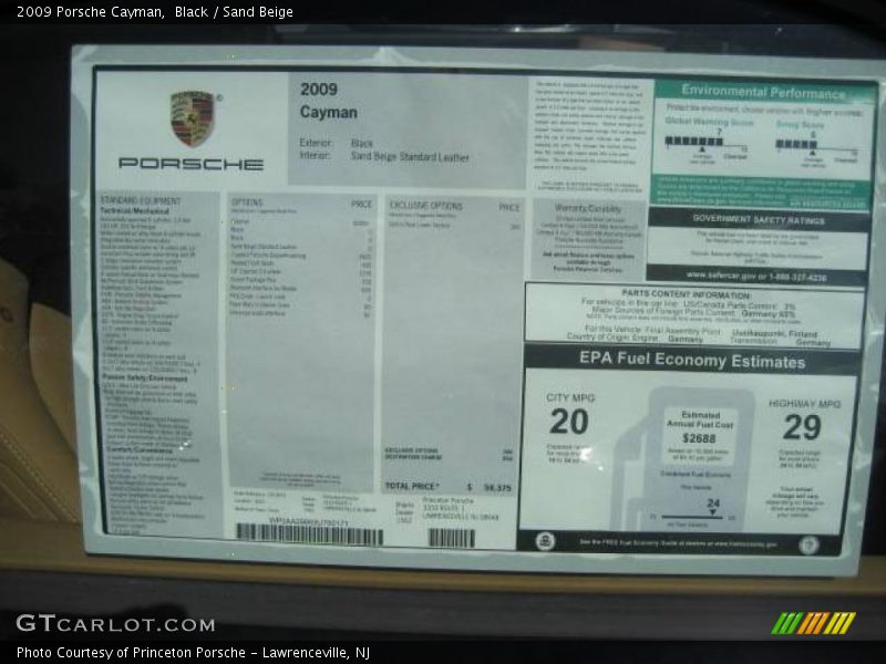 Black / Sand Beige 2009 Porsche Cayman