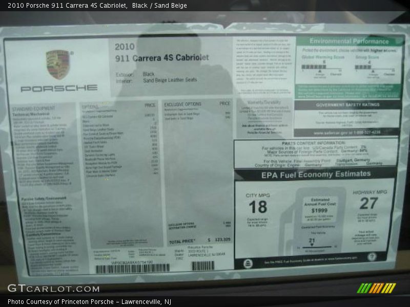 Black / Sand Beige 2010 Porsche 911 Carrera 4S Cabriolet