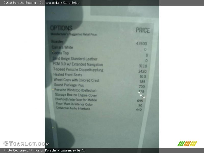 Carrara White / Sand Beige 2010 Porsche Boxster