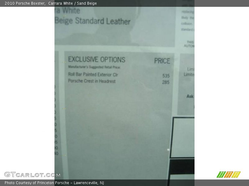 Carrara White / Sand Beige 2010 Porsche Boxster
