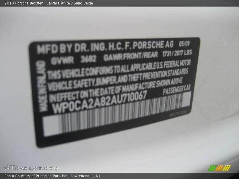 Carrara White / Sand Beige 2010 Porsche Boxster