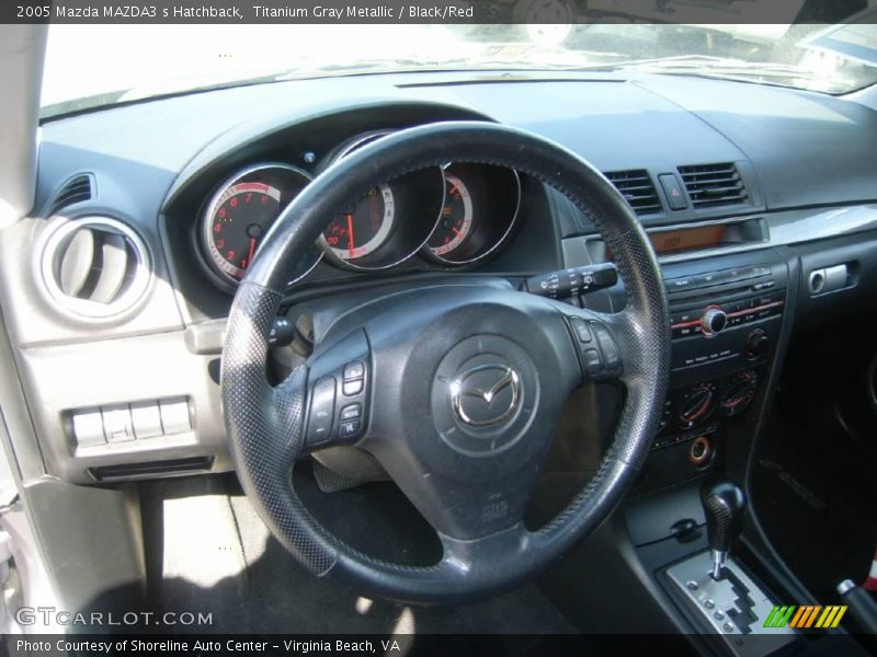 Titanium Gray Metallic / Black/Red 2005 Mazda MAZDA3 s Hatchback